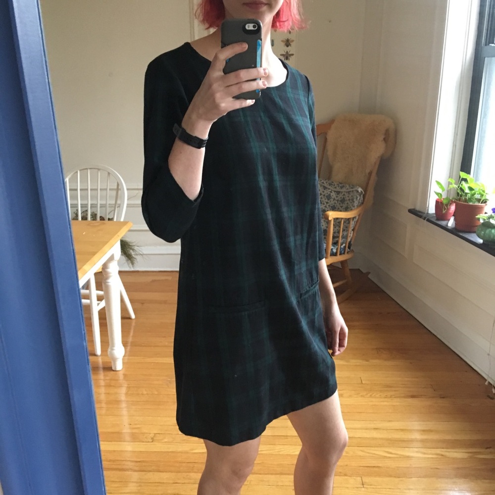 green plaid Gap dress